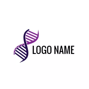 实验室 Logo Purple Molecular Structure and Dna logo design