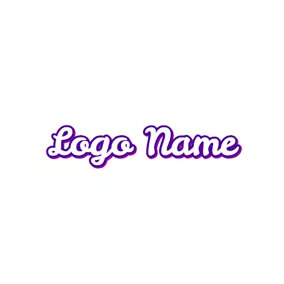 フェイスブックのロゴ Purple Outlined and Connected Wordart logo design