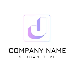 アルファベットロゴ Purple Square and 3D Letter J logo design