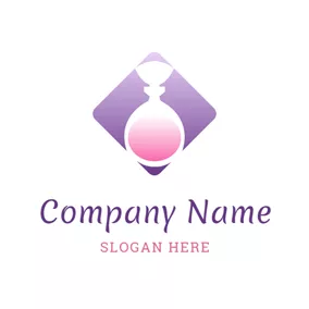 Makeup Logo Purple Square and Pink Perfume logo design