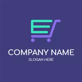 Eロゴ Purple Trolley and Ecommerce logo design
