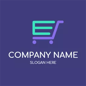 ECommerce Logo Purple Trolley and Ecommerce logo design