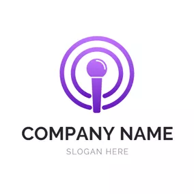 Emblem Logo Purple Voice and Podcast logo design