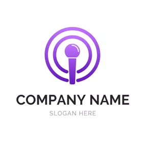 Flat Logo Purple Voice and Podcast logo design