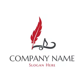 Feather Logo Quill Pen and Music Score logo design