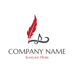 Signature Logo Quill Pen and Music Score logo design