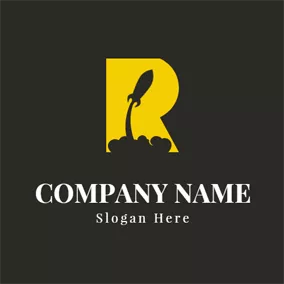 炸弹 Logo R Shape and Rocket logo design