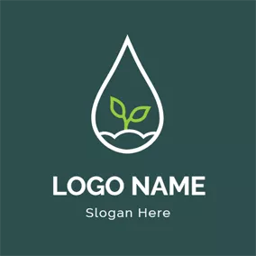Droplet Logo Rain Drop and Young Sprout logo design