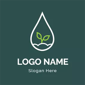 Green Logo Rain Drop and Young Sprout logo design