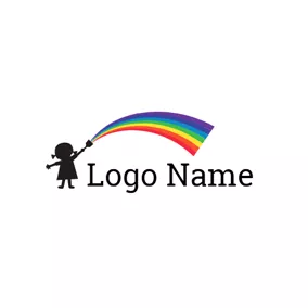 裝飾藝術logo Rainbow and Little Girl logo design
