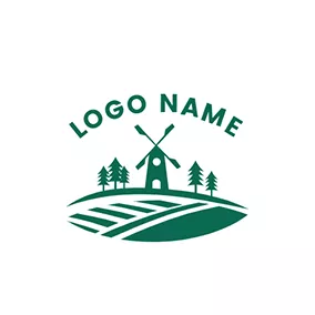 Green Logo Ranch and Windmill logo design