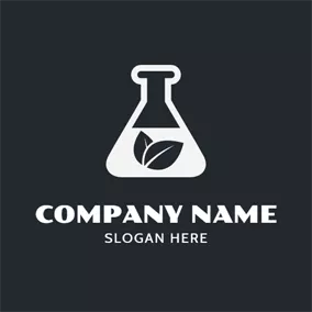 Logótipo Farmácia Reagent Bottle and Leaf logo design