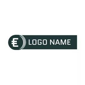 Business Logo Rectangle and Circled Euro Sign logo design