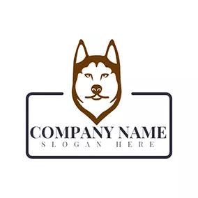動物のロゴ Rectangle and Husky Head logo design