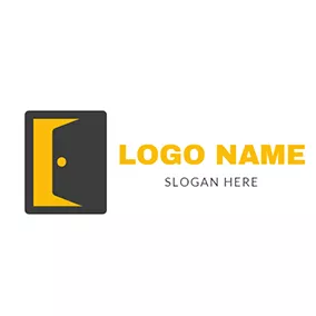 セキュリティロゴ Rectangle and Open Gate logo design