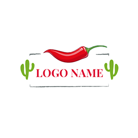 Logótipo De Pimenta Rectangle Cactus Chili logo design