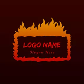 燃えさかるロゴ Rectangle Fire Logo logo design
