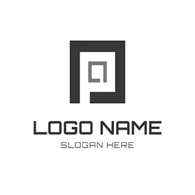 Logotipo P Rectangle Frame and Unique P logo design