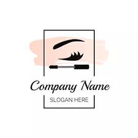 水彩　ロゴ Rectangle Lash Curler and Eyelash logo design
