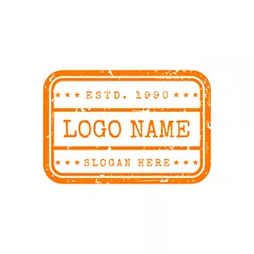 ヴィンテージロゴ Rectangle Orange Stamp logo design