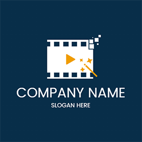 Logótipo De Brincar Rectangle Play Film Clip Editing logo design