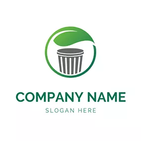 Logotipo De Reciclaje Recycle Circle Leaf Trash Bin logo design