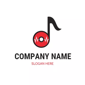 小提琴 Logo Red CD and Black Note logo design