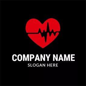 診所 Logo Red and Black Heart Cardiogram logo design