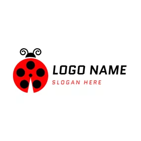 瓢虫 Logo Red and Black Insect logo design