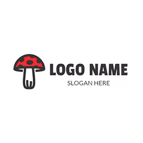 蘑菇 Logo Red and Black Mushroom Icon logo design