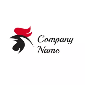 チキンロゴ Red and Black Rooster Head logo design