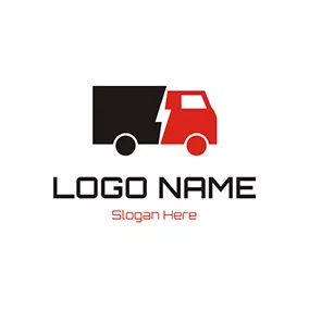 Logotipo De Transportista Red and Black Truck Outline logo design