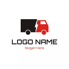 Logótipo De Transportador Red and Black Truck Outline logo design