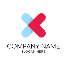 Flat Logo Red and Blue Medicine logo design