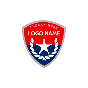 Gray Logo Red and Blue Police Badge logo design