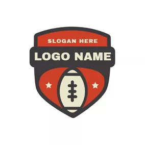 ラグビーロゴ Red and Brown Badge logo design