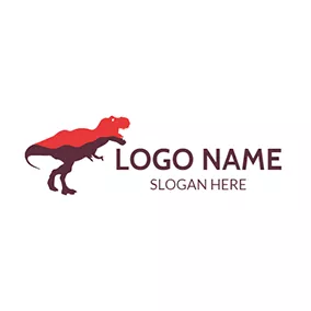 恐竜ロゴ Red and Brown Dinosaur logo design