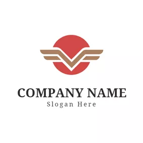 Combination Logo Red and Brown Letter V logo design