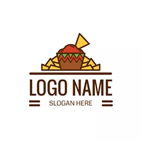 カフェテリアロゴ Red and Brown Mexican Fast Food logo design