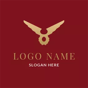 軸のロゴ Red and Golden Winglike Symbol logo design