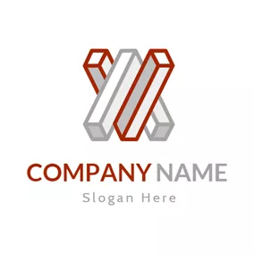 3D Logo Red and Gray Cuboid logo design