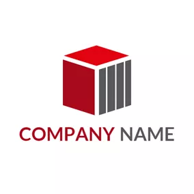 木材 Logo Red and Gray Wooden Container logo design