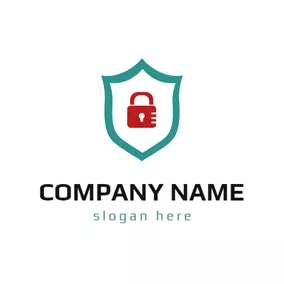 カジュアルロゴ Red and Green Lock Security logo design