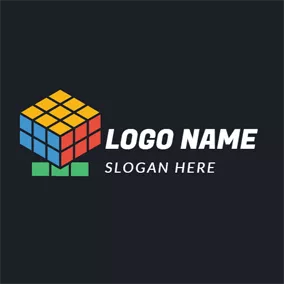 Unterhaltung Logo Red and Orange Magic Cube logo design