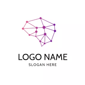 Clever Logo Red and Purple Brain logo design