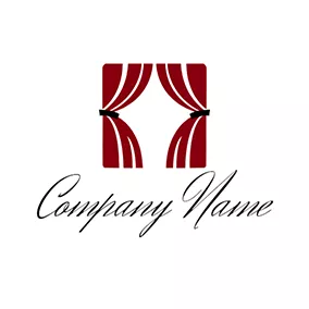 Curtain Logo Red and White Act Curtain logo design