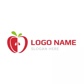Half Logo Red and White Apple logo design
