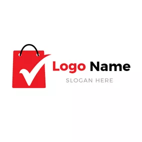 幾何Logo Red and White Bag logo design