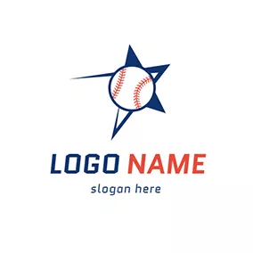 Flat Logo Red and White Baseball Icon logo design