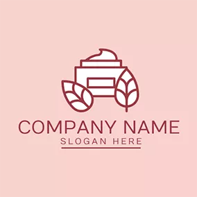 Rectangle Logo Red and White Cosmetic logo design